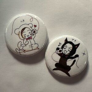 handmade matching nana and hachi anime pins / buttons set (comes with bo…